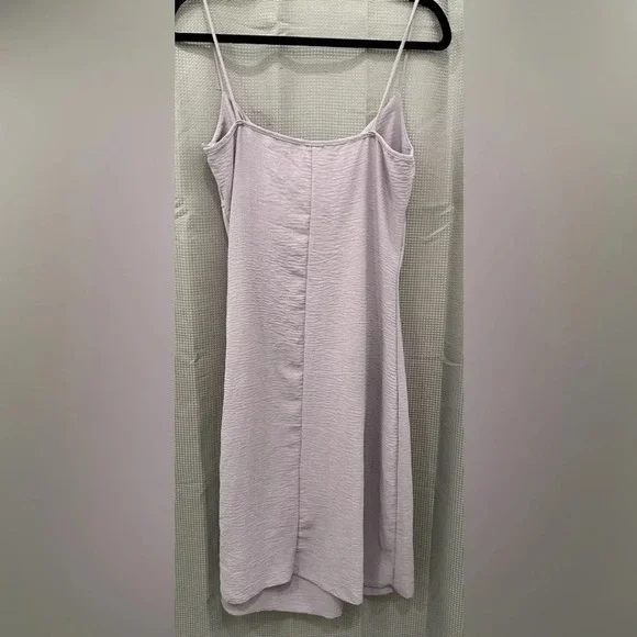 See You Monday crepe Slip Dress Small Casual knee Twist Front Boho Flowy Lilac - Picture 3 of 5